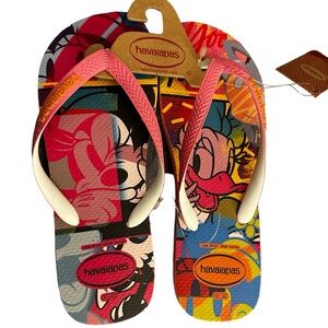 New Havaianas Disney Minnie Mouse & Daisy Duck Flip Flops 9/10. Summer fun!0
